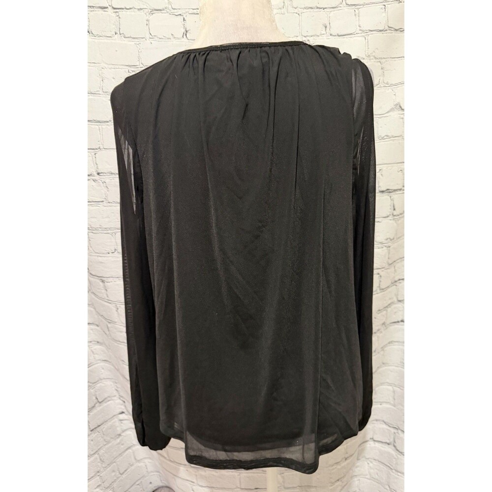 INC Women's Keyhole Black Long Sleeve Cold Shoulder Top Blouse Shirt Size Large - Picture 3 of 6